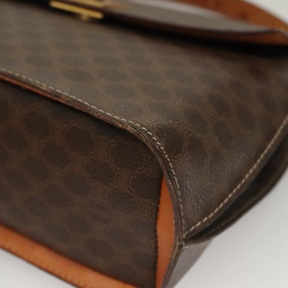 CELINE Macadam Canvas Hand Bag PVC Leather Brown Gold Auth 136069 - Picture 9 of 16